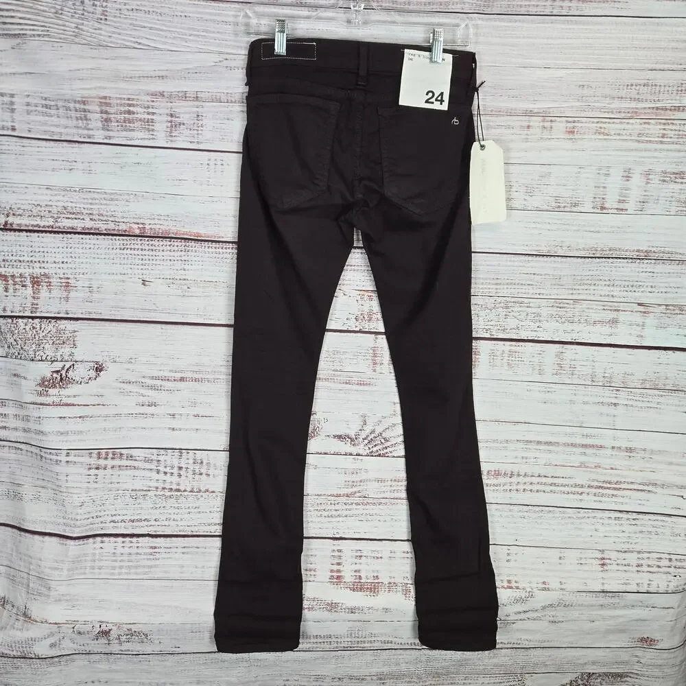 Rag & Bone Womens Jeans Dre Aged Burgundy Sz 24 Mid Rise Stretch Minimalist NWT